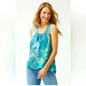 Tommy Bahama Kayo Blossoms Chambray Sleeveless Top Womens Size Small